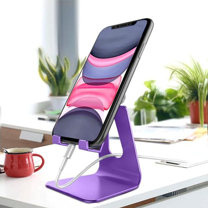 CreaDream Adjustable Cell Phone Stand, Phone Stand, Cradle, Dock, Holder, Aluminum Desktop Stand Compatible with Phone 15 14 13 12 11 Pro Max Plus SE, Accessories Desk, All Mobile Phones-Dark Purple - color: Dark Purple