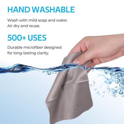 SmoTecQ 6 Pack Premium Microfiber Glasses Cleaning Cloths - Ultra Soft & Scratch Free for Eyeglasses, Sunglasses, Camera Lenses, Tablets & Screens - Washable & Reusable