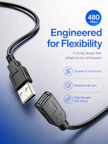 75FT USB 2.0 Cable,Long USB2.0 A Male to Female,USB A Cable Extension Cord,USB 2.0 A Data Transfer Extender USB Cable， USB2.0 A Connector for USB Flash Drive/Hard Drive - size: 75FT