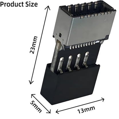 USB 2.0 to USB 3.2 Gen 1 Header Adapter Front Panel Connector Motherboard 9Pin to Type-E/USB C