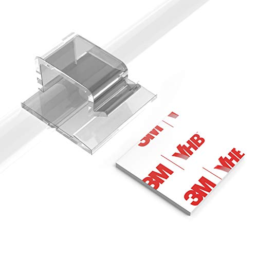 Cable Clips with Strong Self-Adhesive, XIAOXI R Shape Cable Management TV PC Wire Holder Sticky Tidy and Organizer Cord and Wires - 40 Pcs (Clear) - color: Transparent