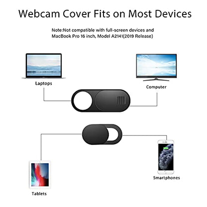 ZUCUCUC Laptop Camera Cover Slide, 12 Pack Webcam Cover, Phone Camera Cover, Ultra-Thin Computer Slide - Fits Most Laptop, Desktop, PC, Tablet, Smartphone to Protect Your Privacy and Security - color: Black (Small 6 Pcs+Large 6 Pcs)
