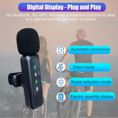 3-in-1 Wireless Lavalier Microphone for iPhone/Android/Camera/PC, Featuring a Rotatable Clip, Mute, Reverb, and Noise Reduction – Ideal for TikTok, YouTube, and Vlogging (3-in-1)