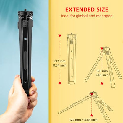 Zeadio Heavy Duty Metal Tripod Stand - Adjustable Universal Small Table Tripod for Camera, Gimbal, Action Cam, Camcorder, Microphone, LED Light, etc(40kg/88lb Load) - style: Basic Version