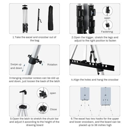 Art Easel Stand for Painting and Sign - RRFTOK 17 to 66 Inch Adjustable Aluminum Tripod Easels for Display, Portable Canvas and Poster Stand with Carry Bag for Beginners, Students and Classroom Use - style: 66S 1-Pack