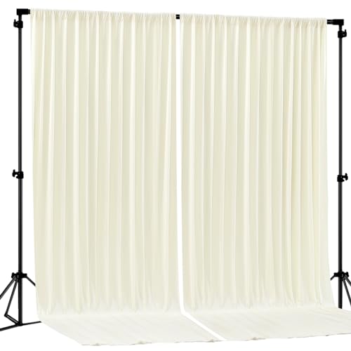 Ivory Backdrop Curtain 2 Panels-Wrinkle-Free Beige Curtains Polyester Photography Drapes for Wedding Party Baby Shower Photo Background Decorations- 8 X10FT (Ivory) - color: Ivory, size: W4' x H10'(2 panels)