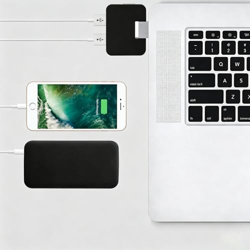USB 2.0 Hub, 4-Port Mini U-Shape Data Transfer Hub for PC Laptop Desktop, Plug and Play, Black