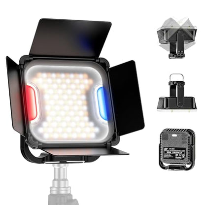 138 LED Video Light, Portable Photography Lighting, LED Camera Light, 4 Color 2500K-9000K, CRI 95+, Rechargeable 5400mAh, 180° Adjustable, Hangable, Magnet, Tripod Mountable