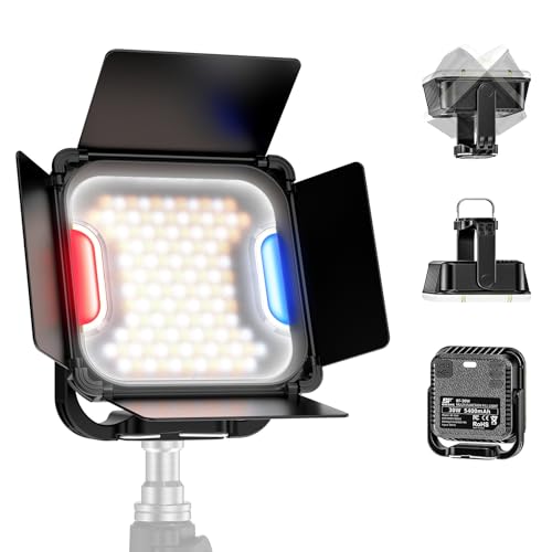 138 LED Video Light, Portable Photography Lighting, LED Camera Light, 4 Color 2500K-9000K, CRI 95+, Rechargeable 5400mAh, 180° Adjustable, Hangable, Magnet, Tripod Mountable