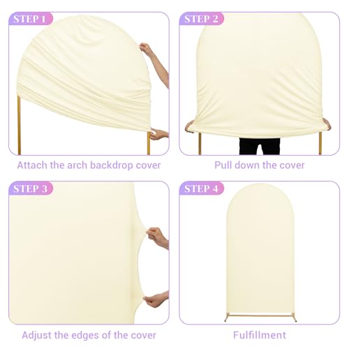 Toolterritary Set of 3 Metal Arch Backdrop Stand with Cover Set, (7.2FT, 6.6FT, 6FT Wedding Arch and Cover Set), Backdrop Arch for Party, Baby Shower, Birthday, and Graduation Ceremony - color: Beige, size: 7.2ft+6.6ft+6ft