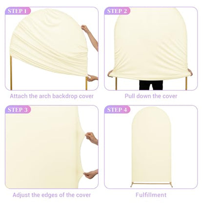 Toolterritary Set of 3 Metal Arch Backdrop Stand with Cover Set, (7.2FT, 6.6FT, 6FT Wedding Arch and Cover Set), Backdrop Arch for Party, Baby Shower, Birthday, and Graduation Ceremony - color: Beige, size: 7.2ft+6.6ft+6ft