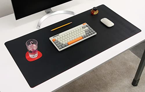 Dual-Sided Leather Desk Pad,Blotter for Laptop Computer,Mouse Pad,Writing,Drawing,Arts and Craft Mat (17"x35", Black/Red) - color: Black/Red, size: 17"x35"