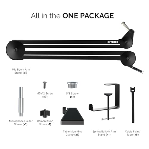 IXTECH Microphone Boom Arm Stand, Heavy Duty Adjustable Mic Stand with Cable Ties, Desk Mount Arm Stand for Gaming Streaming Podcasting. - color: MI06 LARGE