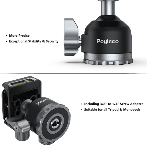 Tripod Mini Ball Head 360 Degree Rotating Panoramic Ballhead with 1/4" Screw Quick Shoe Plate, for Tripod Monopod Slider DSLR Camera Camcorder,Max Load up to 5 kg/ 11lb - size: 1/4" quick shoe plate