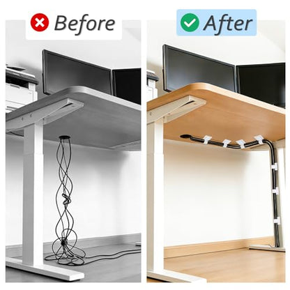 Cable Management Under Desk, Znben Detachable Cable Straps Heavy Duty Hook and Loop Cable Ties Reusable 20 Pack White - color: White