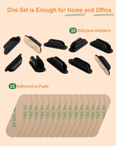 Tiizze Adhesive Pencil Holders for Desk Set of 20 - Silicone Pen Holder with Upgraded Acrylic Adhesive Pads - Flexible Desk Pencil Holder for Class Office Essentials Accessories, Teacher Supplies - color: Dark