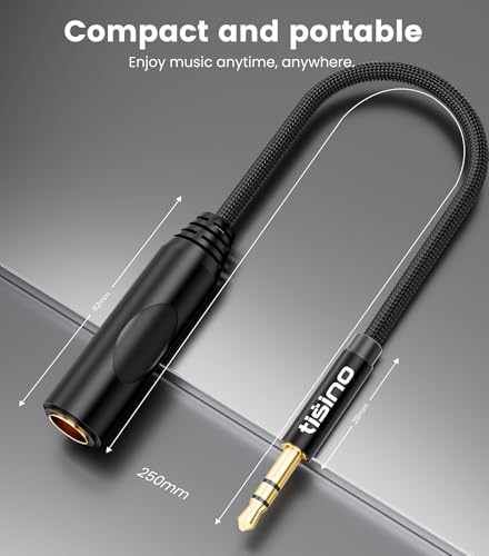Tisino 1/4 to 3.5mm Adapter, 1/4" Female to 1/8" Male Stereo Audio Adapter for Headphone, Amplifiers, Guitar, Amp etc. - 1ft/30cm - size: 1 feet