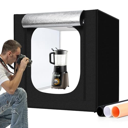 32x32 Inch Photo Studio Photo Light Box for Photography, 405 LED Large Lightbox with 3 Light Panel Stepless Dimming and Soft Light Cloth Professional Photo Background Shooting Tents - size: 32x32 in (3 LED Strips)