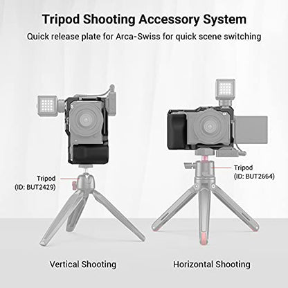 SMALLRIG ZV-E10 Cage with Silicone Handle and Built-in Threaded Holes, Cold Shoe and Quick Release Plate for Sony ZV-E10 - style: Cage with Silicone Handle