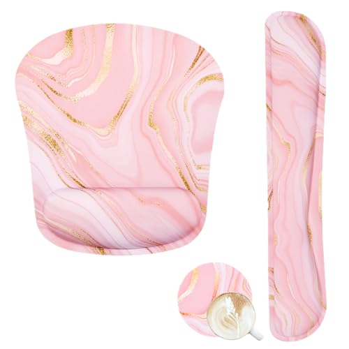 Memory Foam Ergonomic Keyboard Wrist Rest Pad and Mouse Wrist Rest Support Mouse Pad Set for Office Gaming Easy Typing-Pink Fluid - color: Pink Fluid
