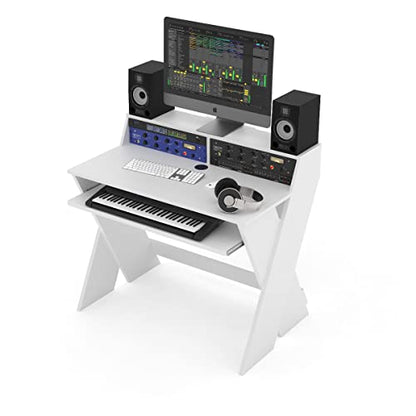 Glorious Sound Desk Compact Professional Studio Workstation, Walnut (AMS-SOUND-DESK-COM-WAL) - color: White