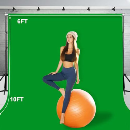 BEIYANG 6 Ft x 10 Ft Photography Backdrop Green Screen, Green Background Non-Reflective Fabric Wrinkle Resistance,Greenscreen Photo Background for Photo Video Chromakey Studio Shooting - color: Green, size: 6x10ft