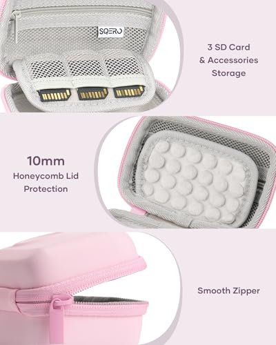 SQERO Digital Camera Case for KODAK PIXPRO FZ45 FZ55 & CAMKORY 1080P - Compact Travel Bag with 3 SD Card Slots,Small Lightweight Pouch, Cute Gifts for Adults Kids - color: pink