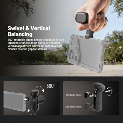NEEWER Quick Release Side Handle with Anti Off Cold Shoe, 360° Rotation, Silicone Nonslip Grip, Compatible with iPhone 16 Pro Max S25 Ultra Phone Cage Accessories, PA148 - style: PA148