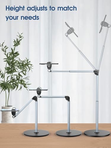 Heavy Duty Aluminum Overhead Phone Stand for Recording, Adjustable iPhone Tripod for Overhead Shots, Sturdy Stand for Cooking, Crafting, Filming, Painting – Perfect for Creators（Clip） - style: Clip