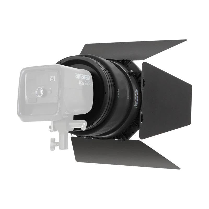 amaran Fresnel with Barn Doors Bowens Mount Attachment Designed for Amaran Ray 360C,660C,Halo 200x/300x/600x,and Other COB LED Video Light (Large) - size: Large