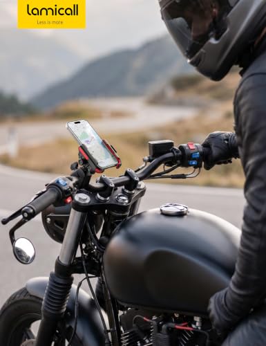 Lamicall Motorcycle Bike Phone Mount Holder for 6-7.2" Phones, Red | Upgrade Vibration Dampener, Camera Friendly - color: Red