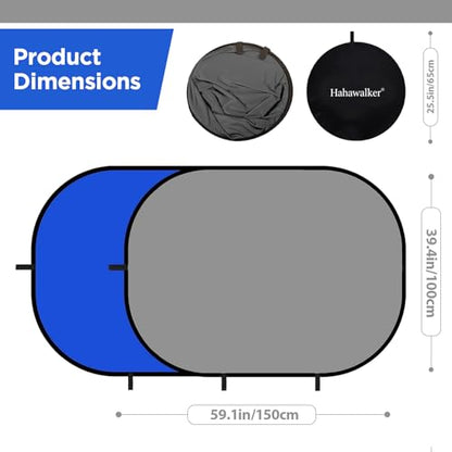 Blue& Gray Chromakey Backdrop with Clip,Portable 3X5ft Blue&Grey Screen 2 in 1 Pop Up Collapsible Backdrop for Photo and Video Shooting,Gaming - color: Blue&Gray