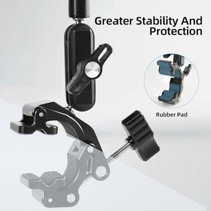 22" Magic Arm with Super Clamp Overhead Camera Mount for Camera, 1/4” Threads Adjustable Desktop Stand Holder Compatible with Phone Microphone Webcam Action Camera Video Light
