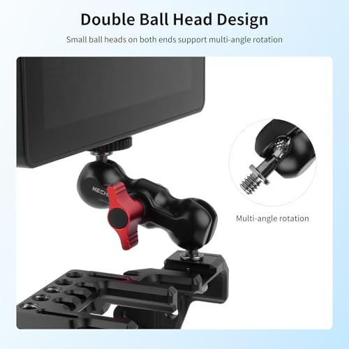 Magic Arm Kit (2-Pack), Double Ballhead with 1/4" Screw & Tripod Mount Adapters for GoPro, Insta360,DJI Action Cameras,DSLR,Fill Light,Microphone - YD053