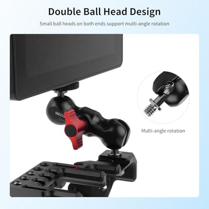 Magic Arm Kit (2-Pack), Double Ballhead with 1/4" Screw & Tripod Mount Adapters for GoPro, Insta360,DJI Action Cameras,DSLR,Fill Light,Microphone - YD053