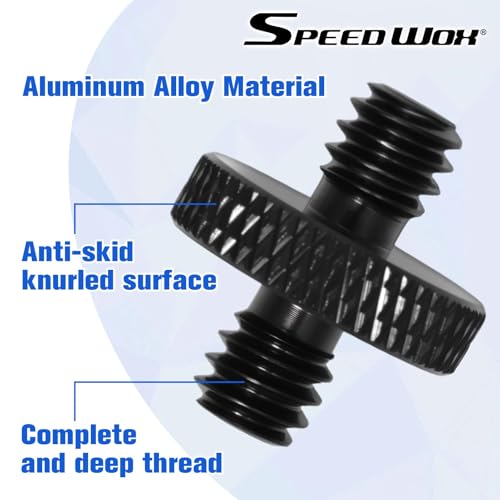 SPEEDWOX 6pcs 1/4" Male to 1/4" Male Tripod Screw Adapter Standard Camera Cage Mount Threaded Light Stand Screw Double Head Stud Standard Mounting Thread Converter for Camera Mount Rig Tripod