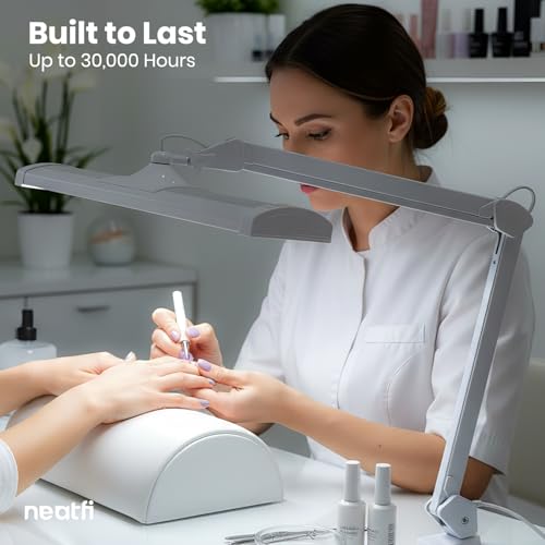 Neatfi 3,500 Lumens LED Desk Lamp – 45W Dimmable Task Light | Adjustable Color Temperature | 3 Light Modes | 540 SMD LEDs | Reading, Craft, Workbench & Office (White-2, 26-Inch Wide Shade) - color: White-2