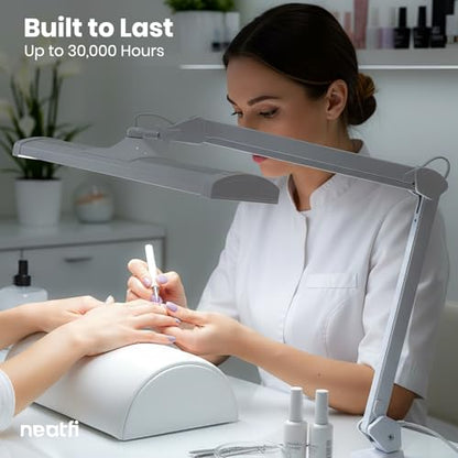 Neatfi 3,500 Lumens LED Desk Lamp – 45W Dimmable Task Light | Adjustable Color Temperature | 3 Light Modes | 540 SMD LEDs | Reading, Craft, Workbench & Office (White-2, 26-Inch Wide Shade) - color: White-2