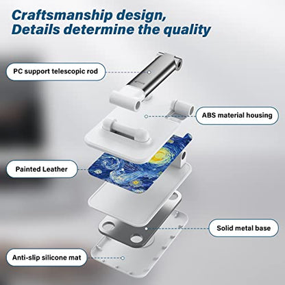 Foldable Phone Holder for Desk - Adjustable Angle Cell Phone Stand for iPhone, Samsung & Other Smartphones - color: Moon painting