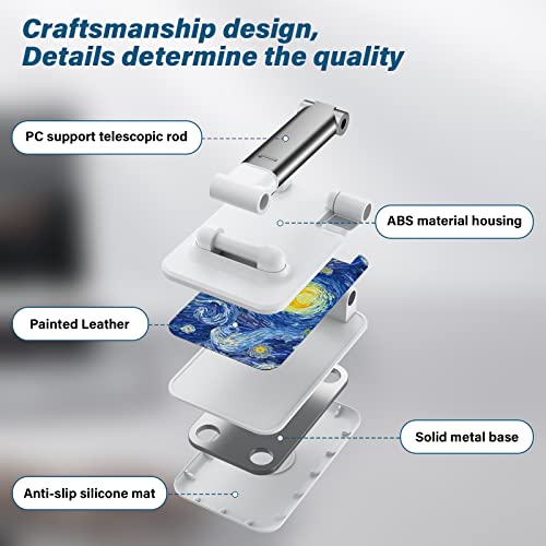 Foldable Phone Holder for Desk - Adjustable Angle Cell Phone Stand for iPhone, Samsung & Other Smartphones - color: Moon painting