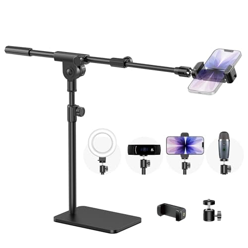 InnoGear Overhead Phone Mount, Cell Phone Holder Webcam Mounts for Desk Camera Stand for Logitech Webcam C922 C930e C920S C920 C615 C960 C920x BRIO 4K NexiGo N60, Right Light, GoPro with 1/4" Thread