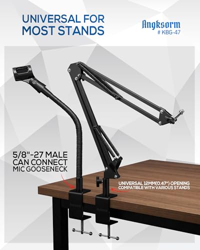 Table Microphone Clamp Heavy-Duty Desk Mic Metal C-Clamp Mount Base for Mic Suspension Boom Scissor Gooseneck Arm Stand Holder with Adjustable Screw - KBG-47 Desk Clamp - size: KBG-47 Desk Clamp