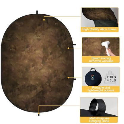 Kate Collapsible Backdrop Pop up Backdrops Self Tape Backdrop Portable for Headshot,Portrait Photography,Video,5x6.5ft,(Brown/Green)