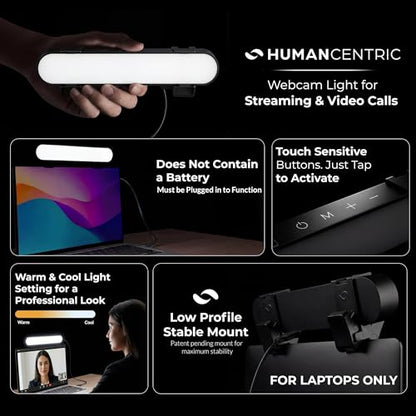 HumanCentric Video Conference Lighting, Laptop Only Webcam Light for Streaming, LED Laptop Light for Video Conferencing, Zoom Lighting for Computer, Upgrade Light for Zoom Meetings