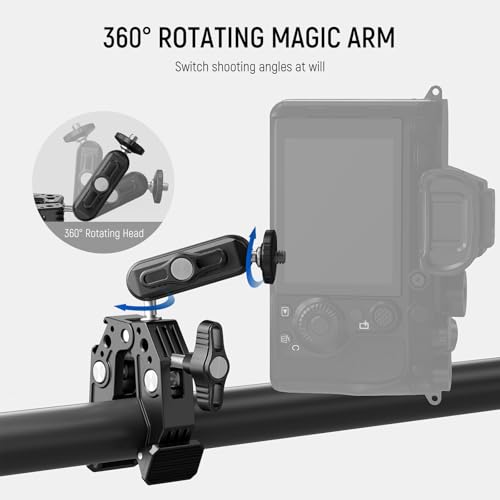 NEEWER Super Clamp with 3" Dual Ballhead Magic Arm, Cold Shoe, 1/4" Threads, Phone/Action Camera Mount Adapter for Desk Tripod Tube Crossbar Gimbal Rods Compatible with SmallRig GoPro DJI, ST83 - style: ST83