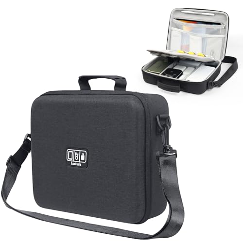 Luxtude Electronic Organizer Travel Case Large, Hard Case for Electronics, EVA Tech Organizers, Travel Cable Bag with Shoulder Strap, Charger Organizers Carrying Cases for iPad(Up to 11’’) - color: Black-Medium
