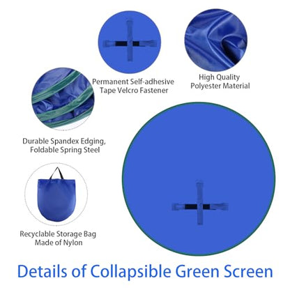 Portable Green Screen - 56" Greenscreen Backdrop with Stand & Reversible Blue Screen for Streaming, Gaming, Zoom & Video Chat