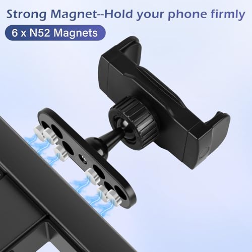 Magnetic Phone Holder for Gym, Portable Gym Magnetic Phone Holder, 360 Degree Adjustable, Compatible with 4.7-6.5’’ Smartphones (Black)