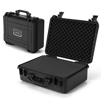 COSTWAY Waterproof Hard Case, 22-Inch Multi-Purpose Small Camera Dry Box with DIY Customizable Foam Insert, IP66 Rated Dustproof Shockproof, Portable Protective Case for Electronics, Drones, Black
