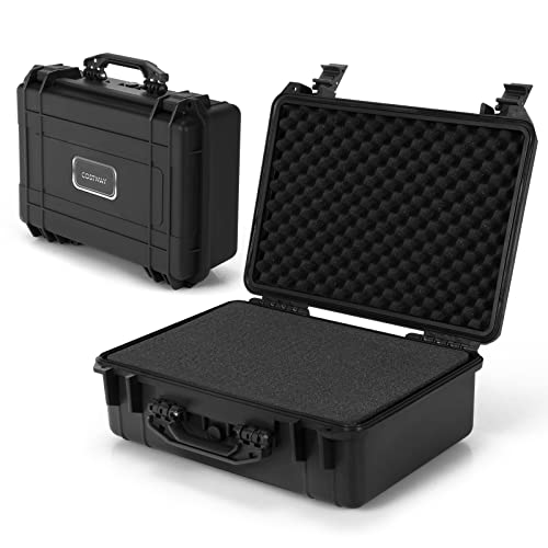 COSTWAY Waterproof Hard Case, 22-Inch Multi-Purpose Small Camera Dry Box with DIY Customizable Foam Insert, IP66 Rated Dustproof Shockproof, Portable Protective Case for Electronics, Drones, Black